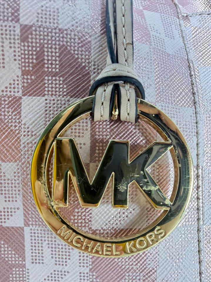 MICHAEL KORS Pink Metallic Monogram Purse