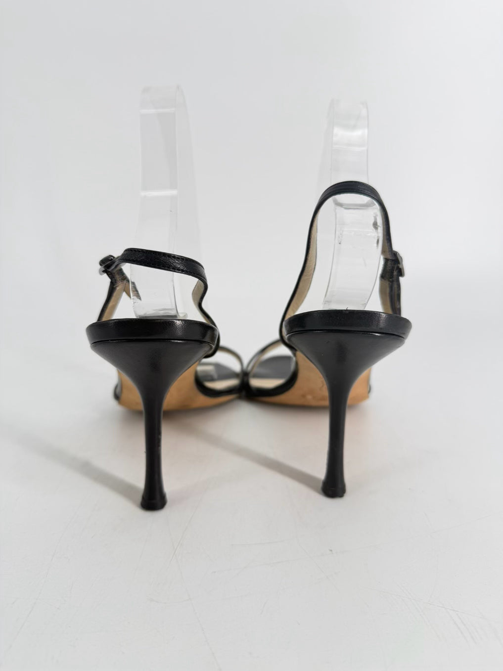 JIMMY CHOO Size 39 Black Leather Heels