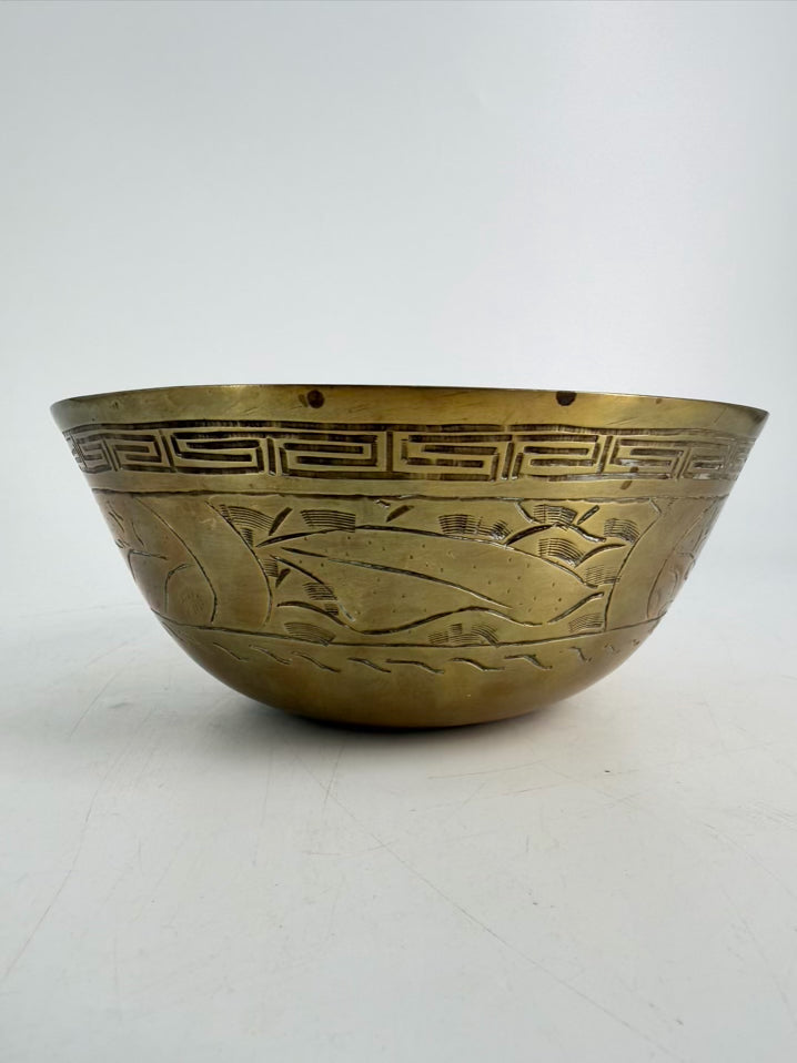 Oriental Brass Etched Bowl