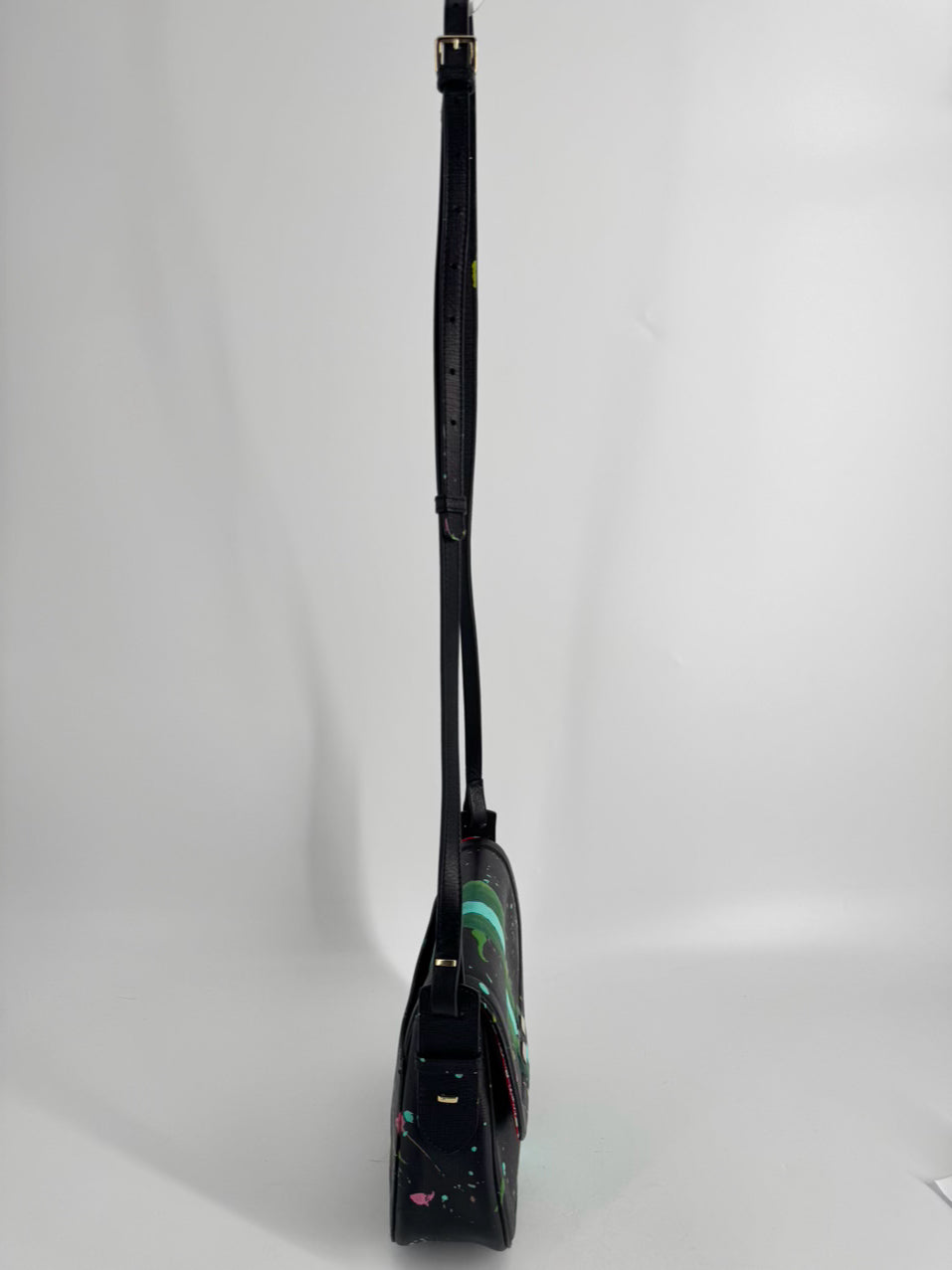 BENE ITALY WINDY O'CONNER Black & Multicolor Handpainted Crossbody Bag