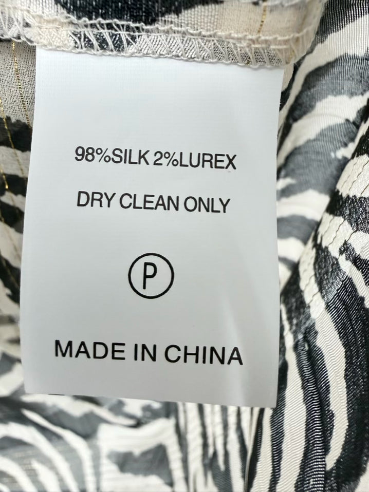 MARIE OLIVER Size S Gray Sheer Print Silk Blouse NWT