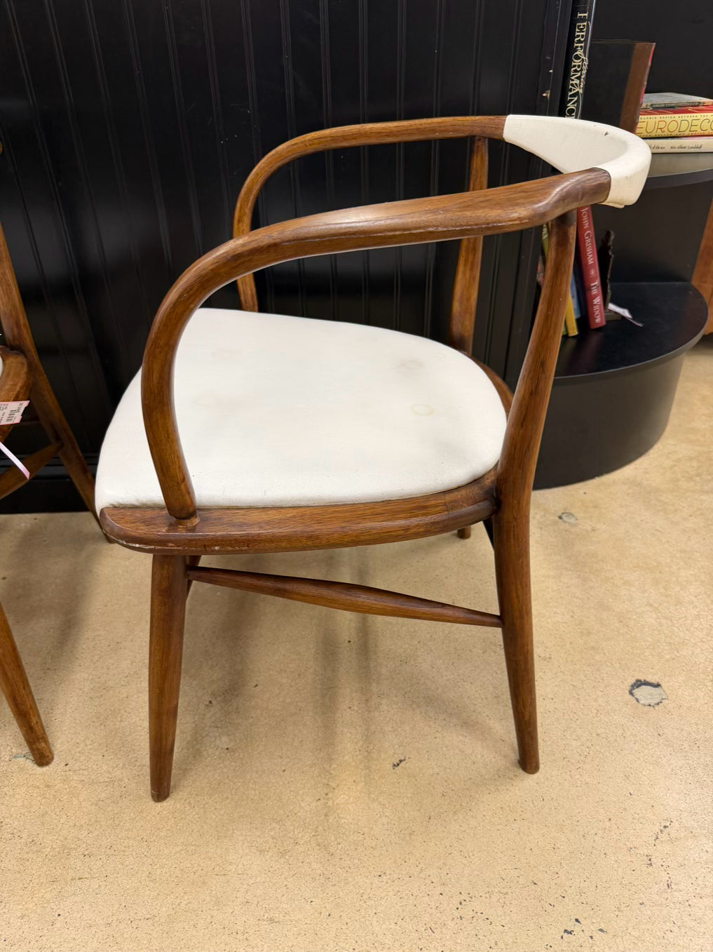 BOLING CHAIR CO By Jack Cartwright Mid Century Modern Wood & Leather Pair Of Charter Armchairs
