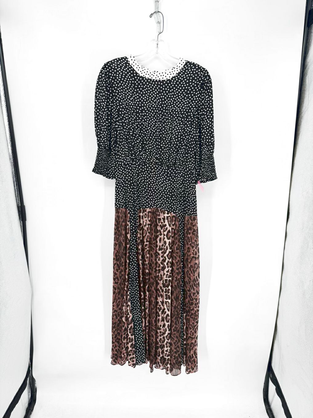 RIXO Size Wmn's XS black & brown Print Midi-Dress