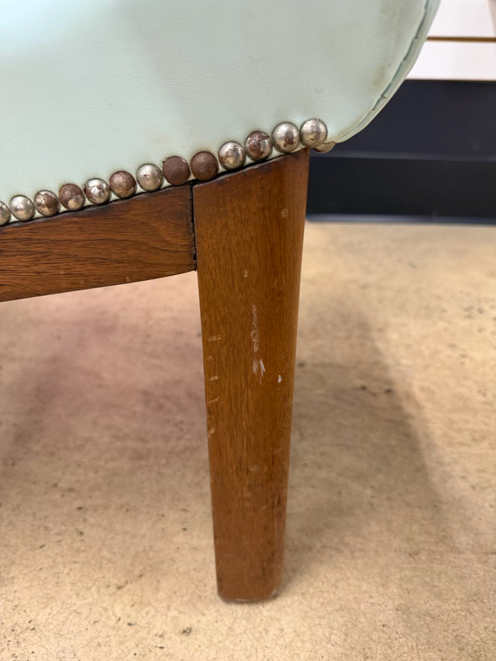 VINTAGE Wood & Leather Stool