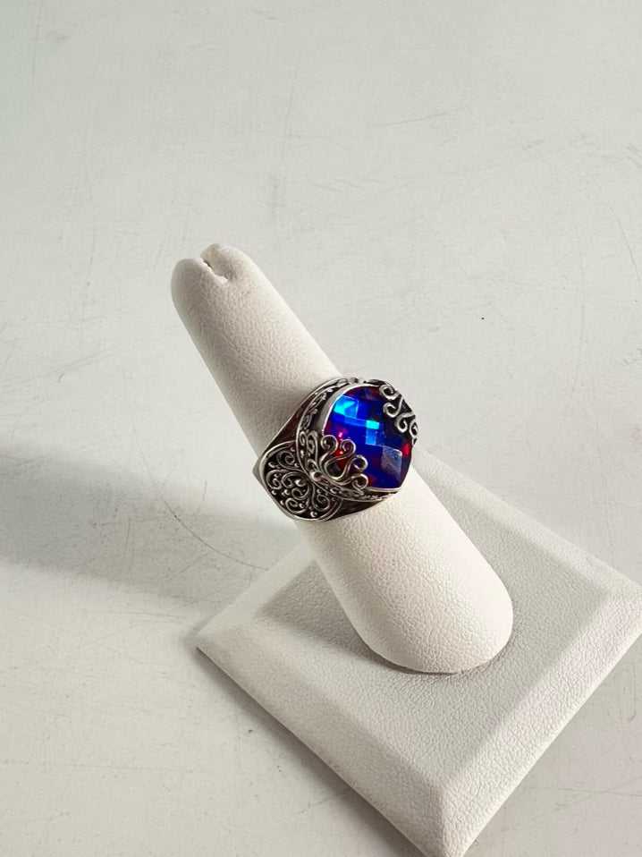 Sterling Silver Purple Stone Sarda Bali Ring