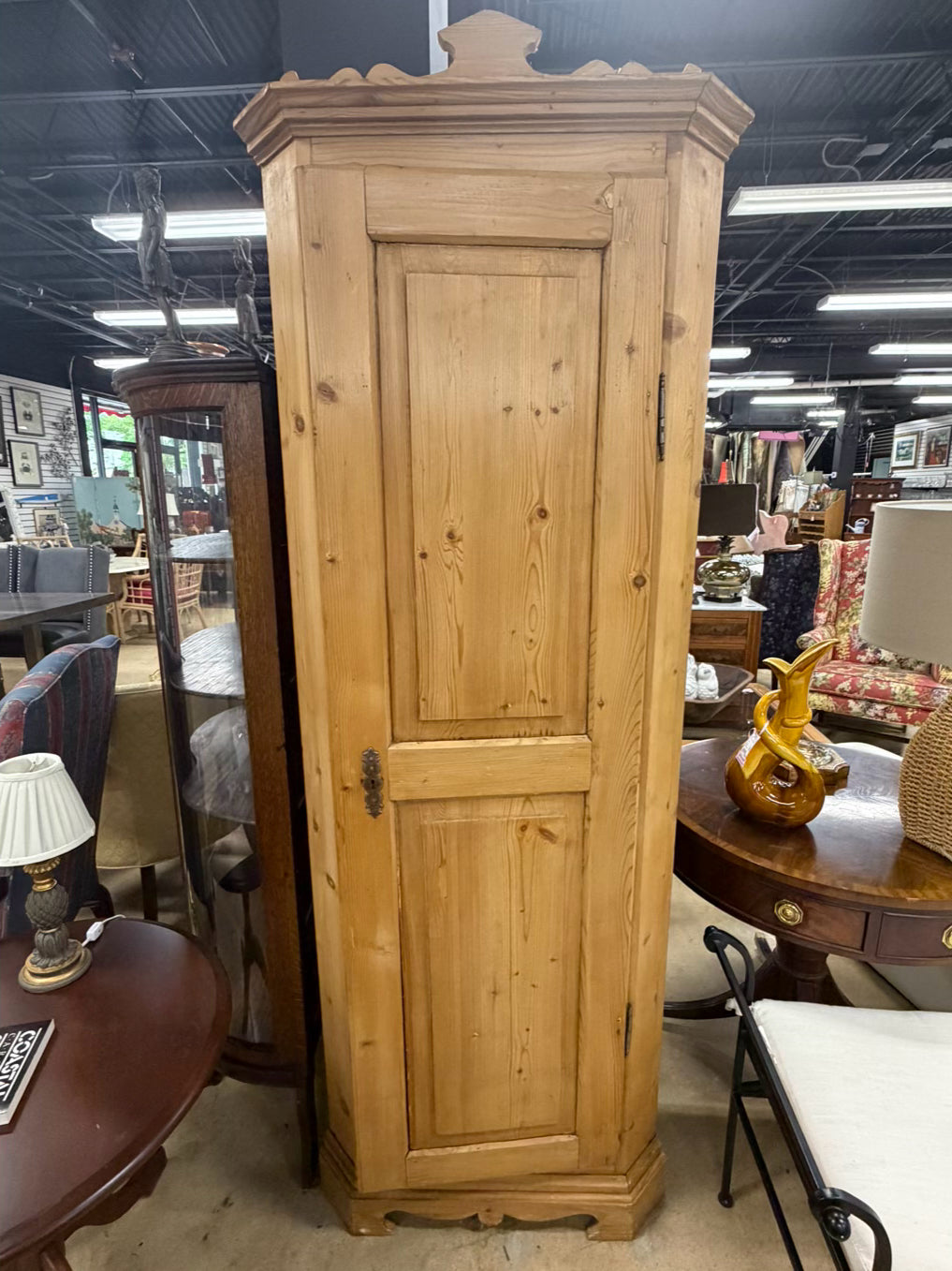 ANTIQUE Mellow Pine Corner Cupboard