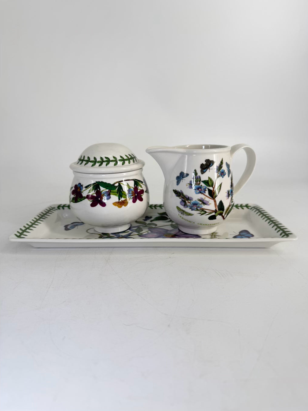 PORT MEIRION The Botanic Garden Tea Set w/ 4 Cups, Saucers, Cream & Sugar