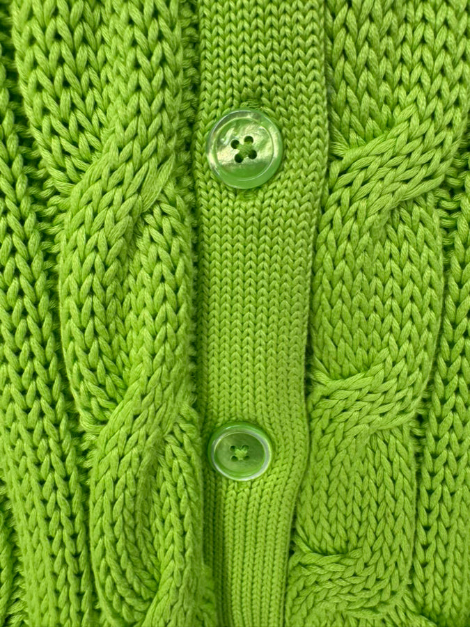 RALPH LAUREN BLACK LABEL Size L Lime Green Knit Cardigan