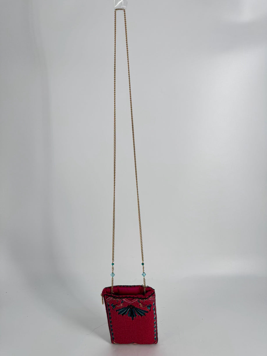 MARY FRANCES Pink & Blue Heart Beaded Evening Bag