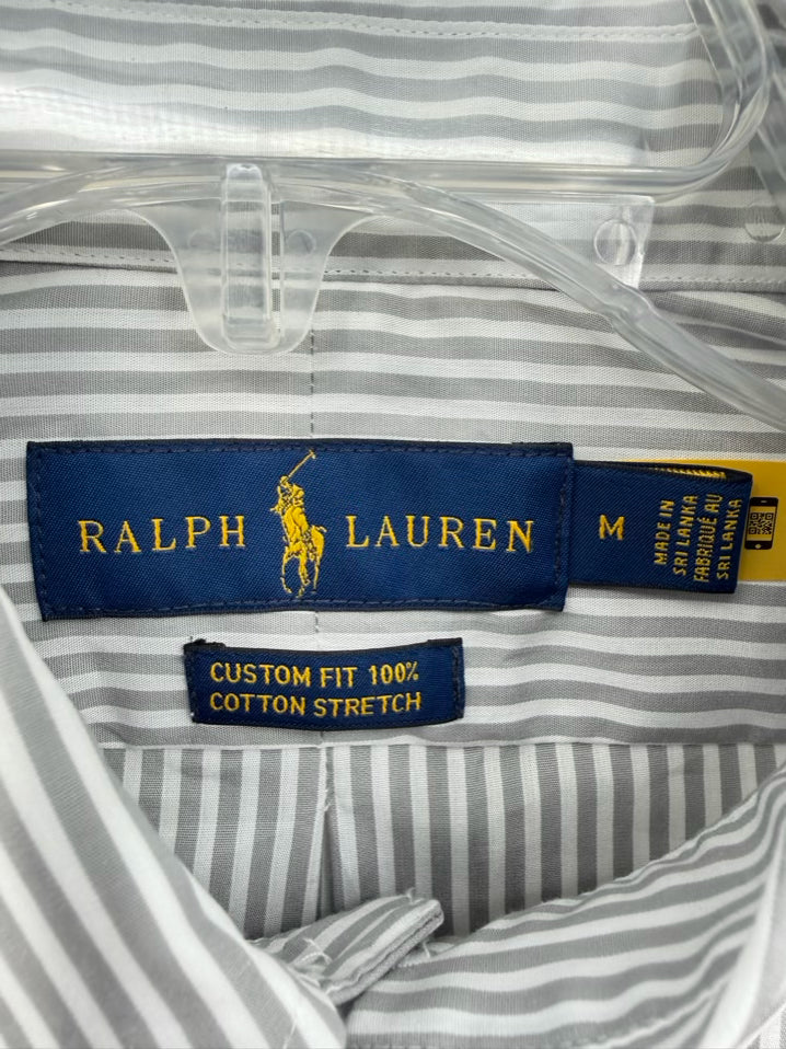 POLO RALPH LAUREN Size M Gray Stripe Long Sleeve Shirt NWT