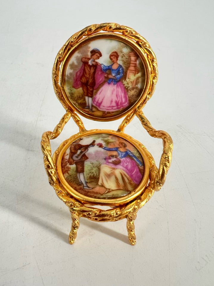 LIMOGES Muti Colored Miniature Doll Furniture Set of 4