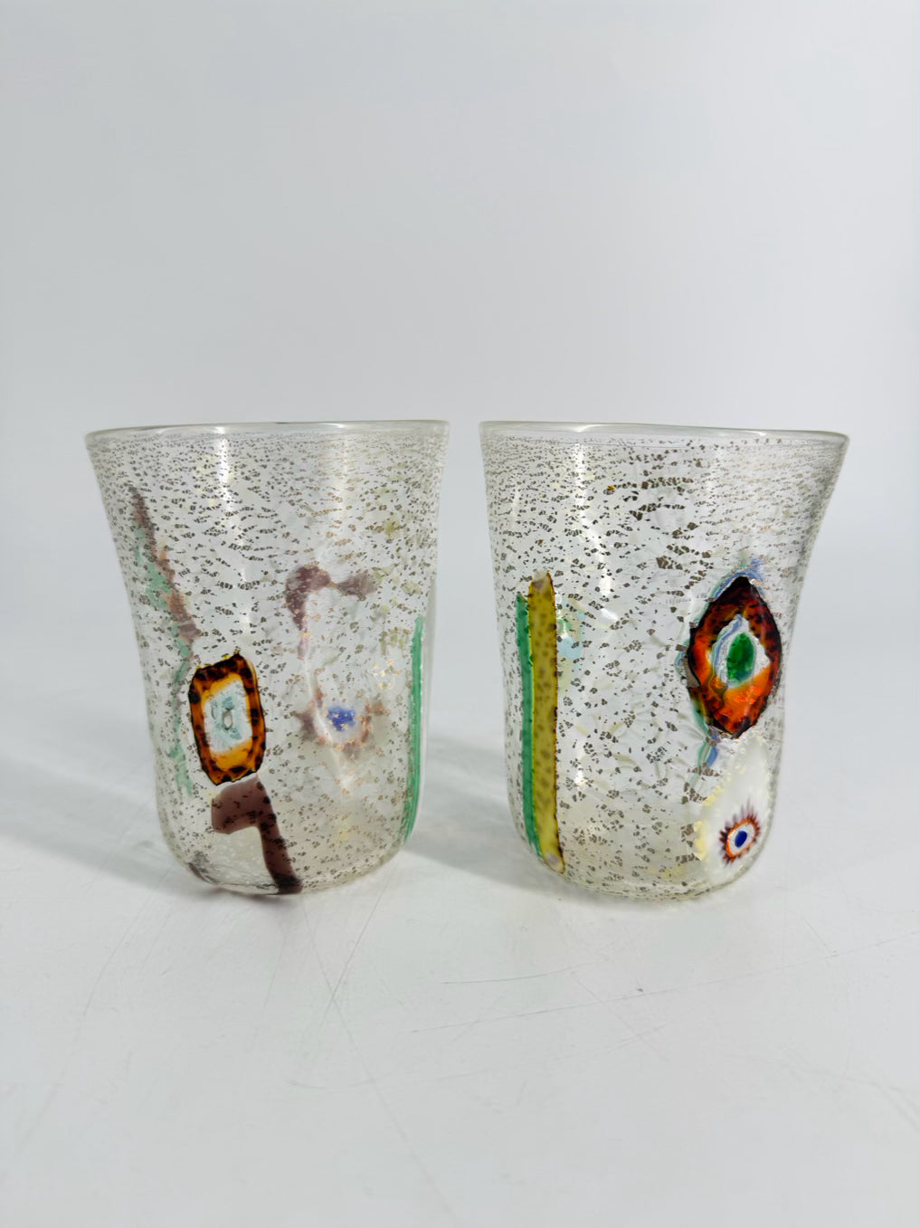 Clear & Green Murano Glass Set Of 4 Drinking Glasses