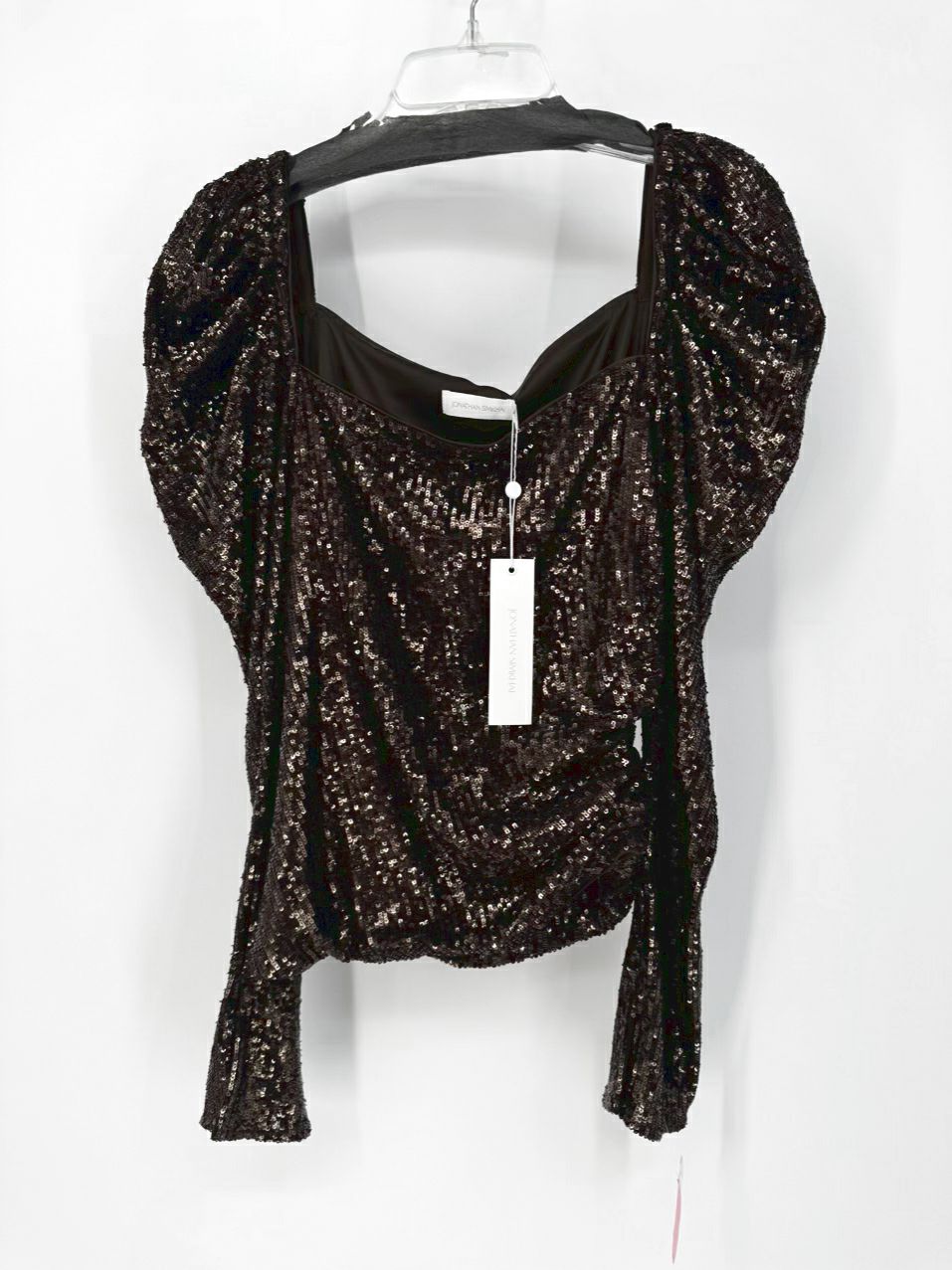 JONATHAN SIMKHAI Size 8 Brown Sequin Long Sleeve Top NWT