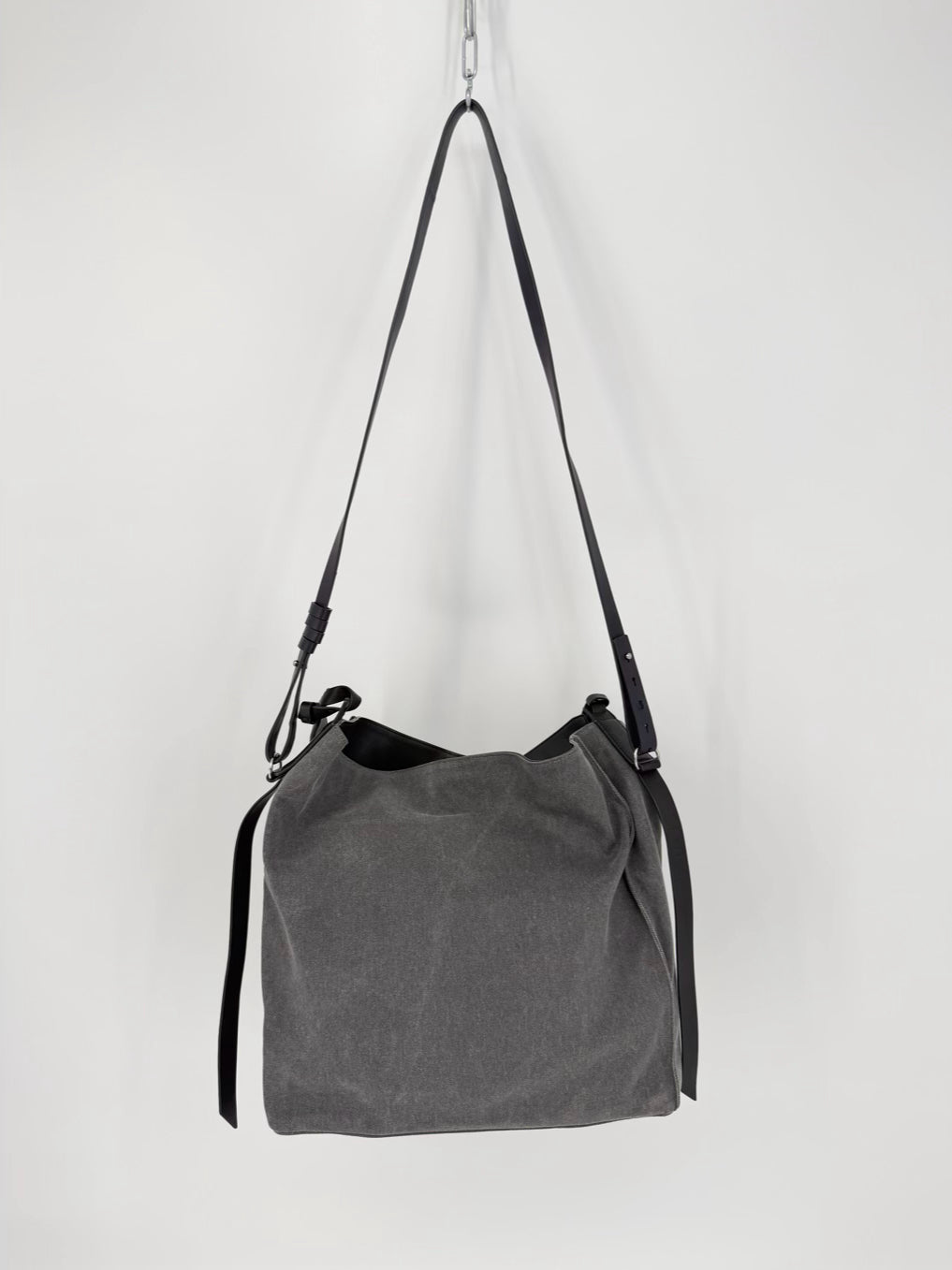 ALLSAINTS Gray Leather Tote Bag