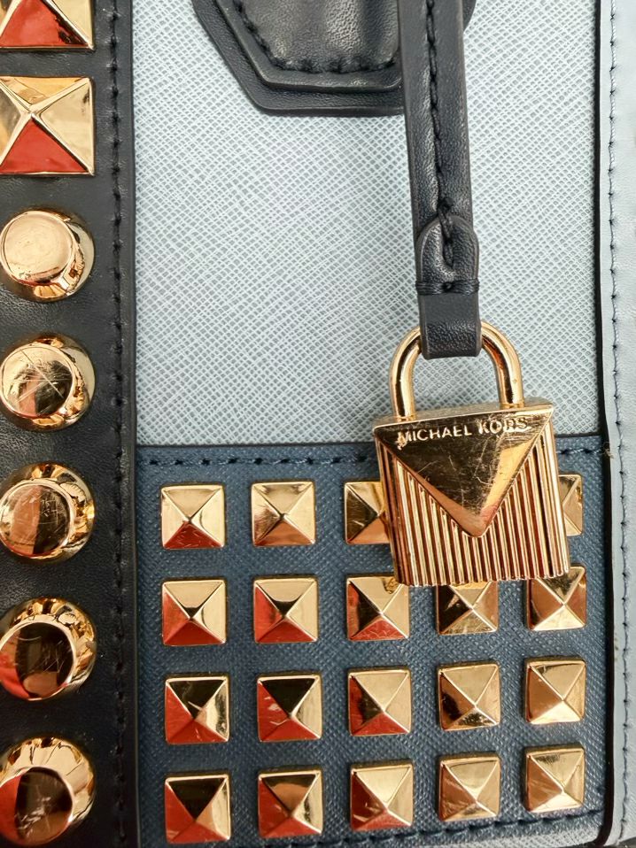 MICHAEL KORS Blue Leather Studded Purse