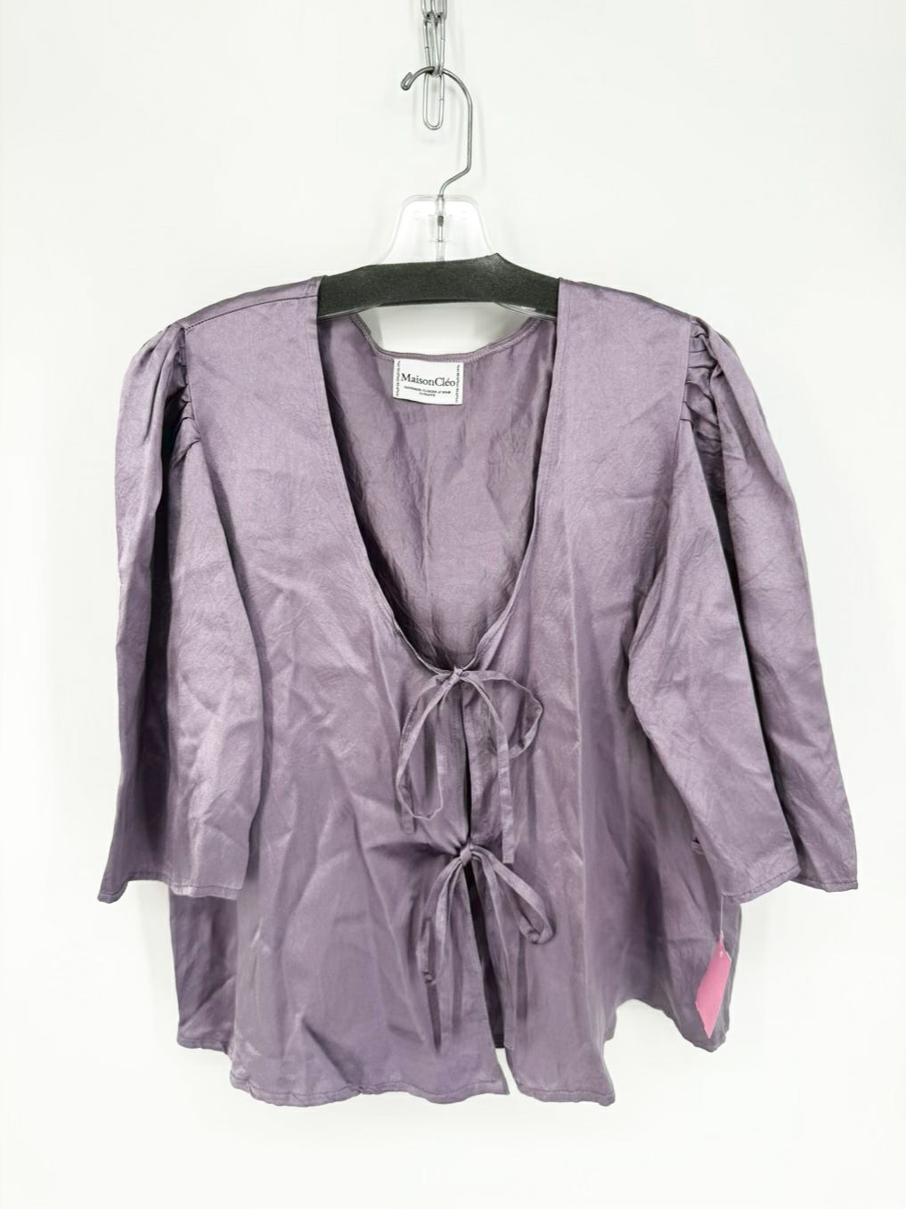 MAISON CLEO Size 38 Lavender Silk Tie up Blouse