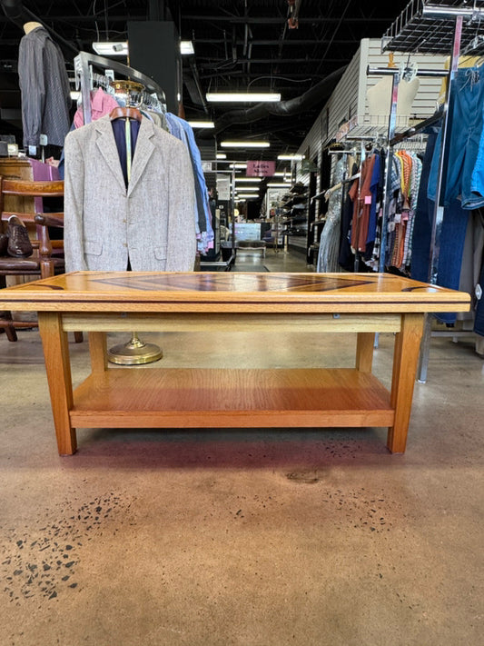 Light Oak w/ Dark Wood Inlay Handmade Coffee Table