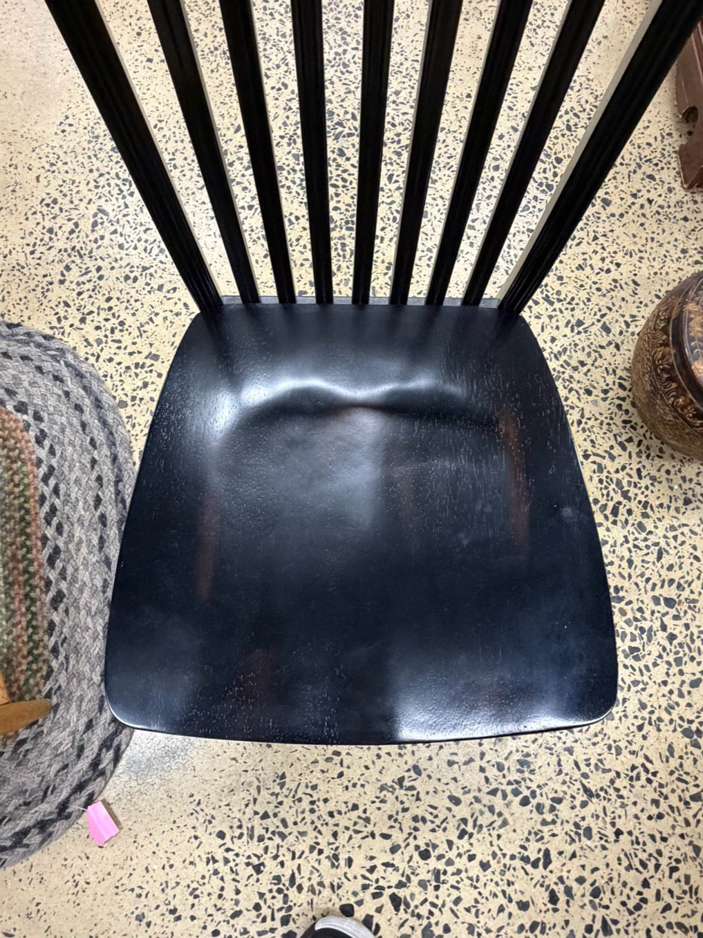 PIER 1 Black & Medium Brown Wood Round Bistro Table & 2 Chairs