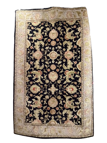 Black, Rust & Cream Floral Area Rug
