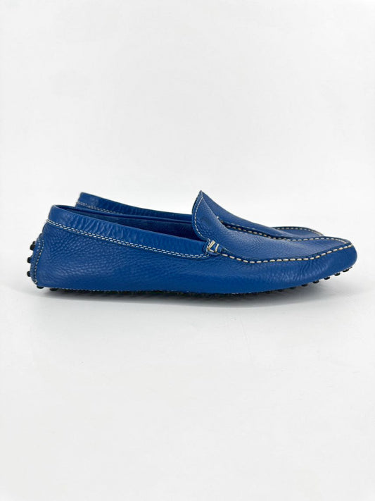 TODS Size 9.5 Cobalt Blue Leather Loafers