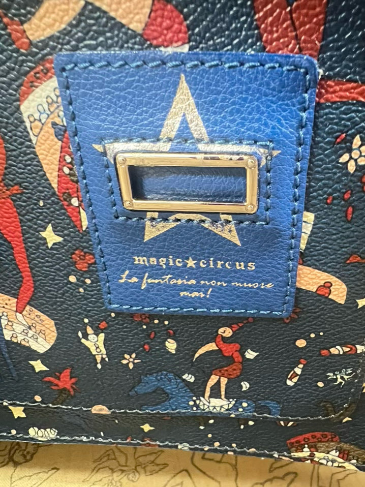 PIERO GUIDI Blue & Red Leather Circus Print Purse