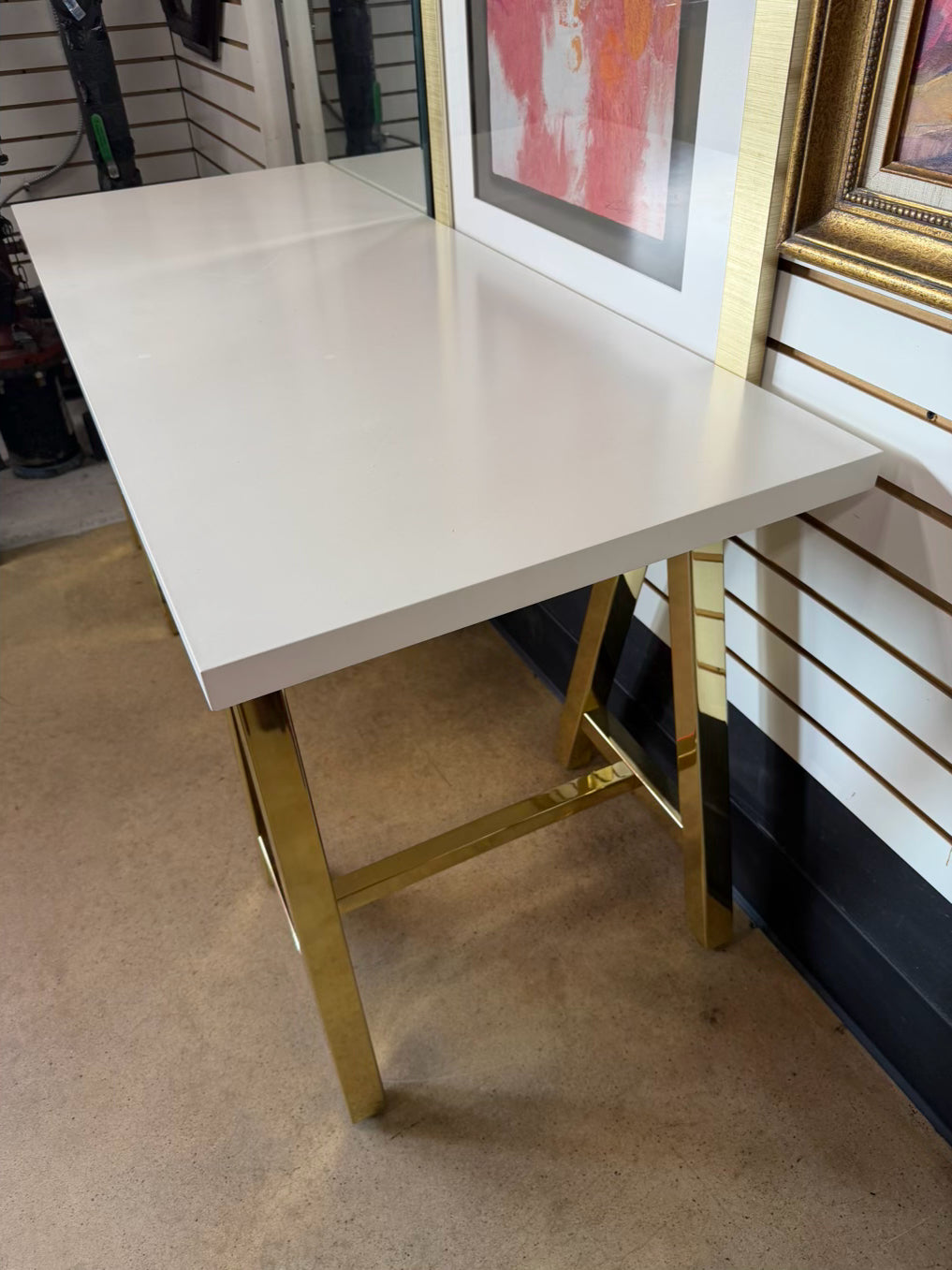 Gold Cross Base Desk w/ White Top