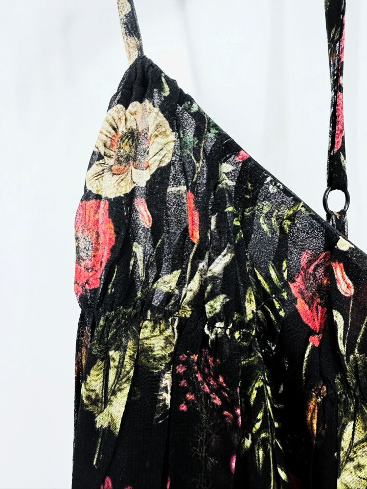 PAYAL JAIN Size Wmn's XS Black Print Floral Maxi-Dress NWT