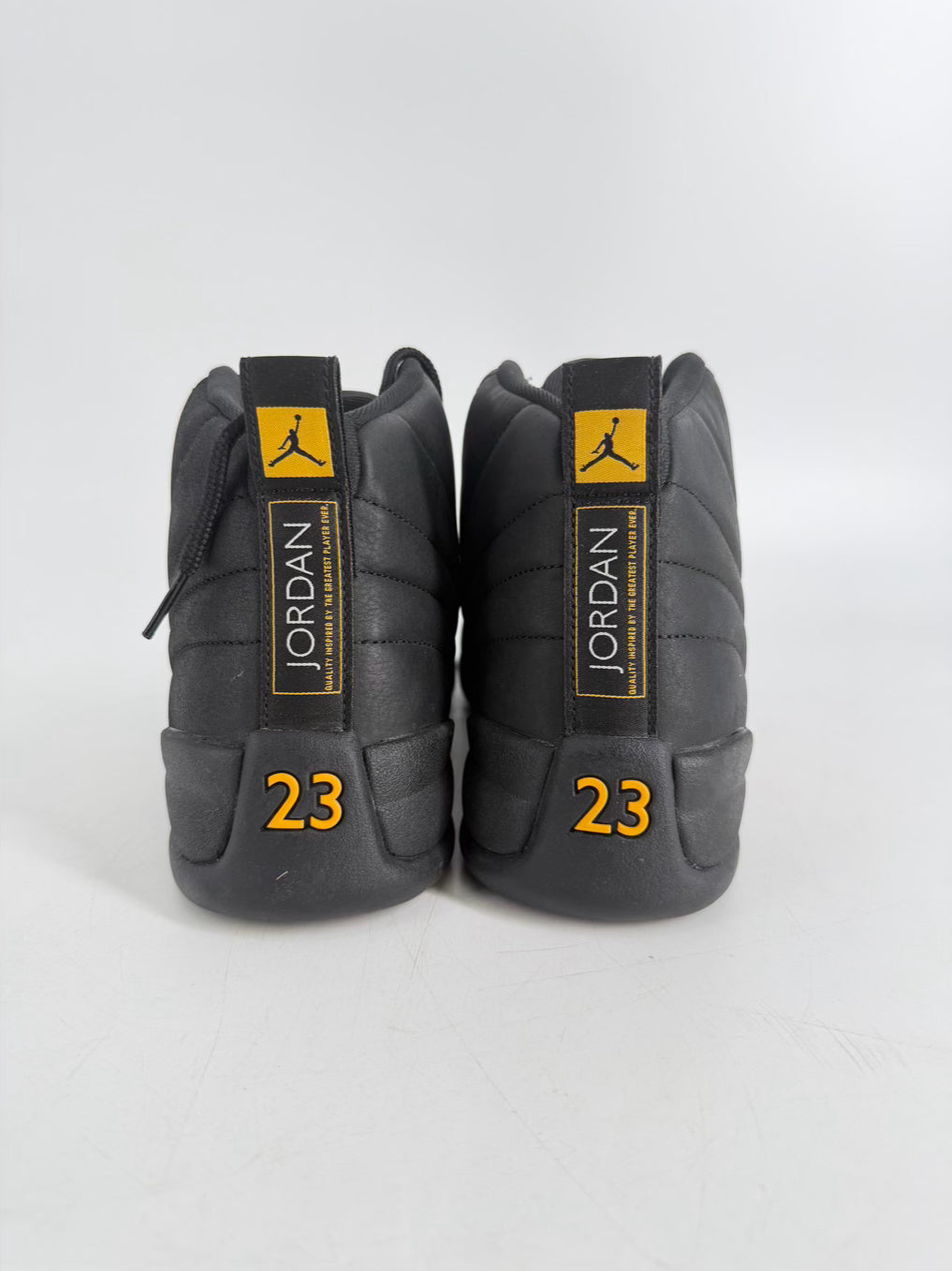 NIKE AIR JORDAN 12 Retro Black Taxi Size Men's 11.5 Black & Yellow Sneakers