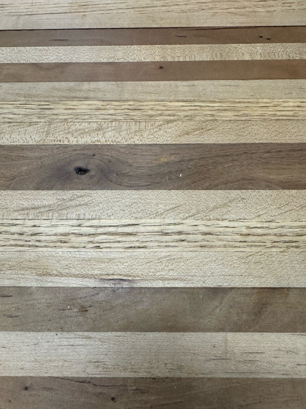 Natural Wood Square Butcher Block w/ Metal Studs on Rounded Legs