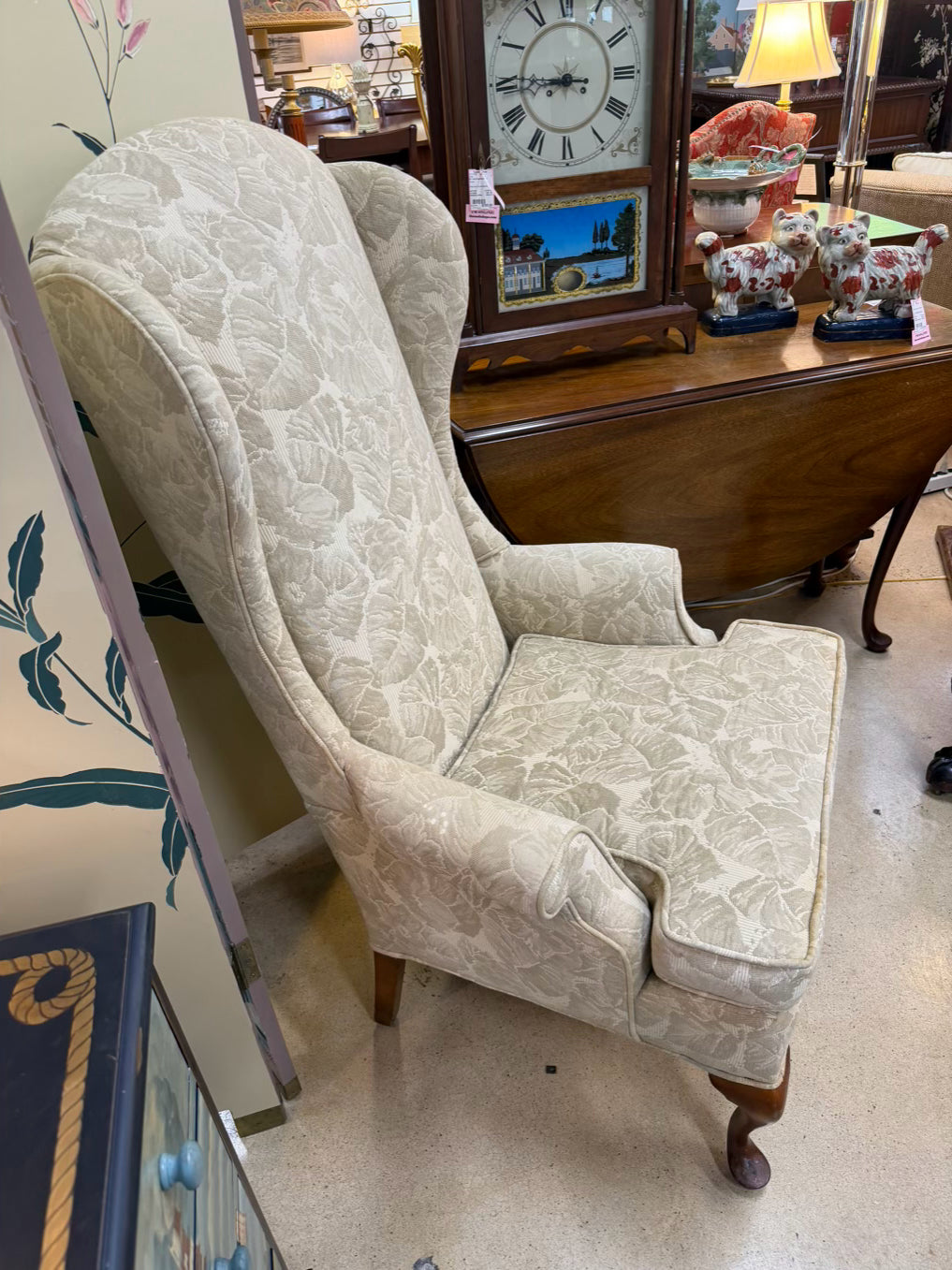 VINTAGE Cream Wing Back Chair