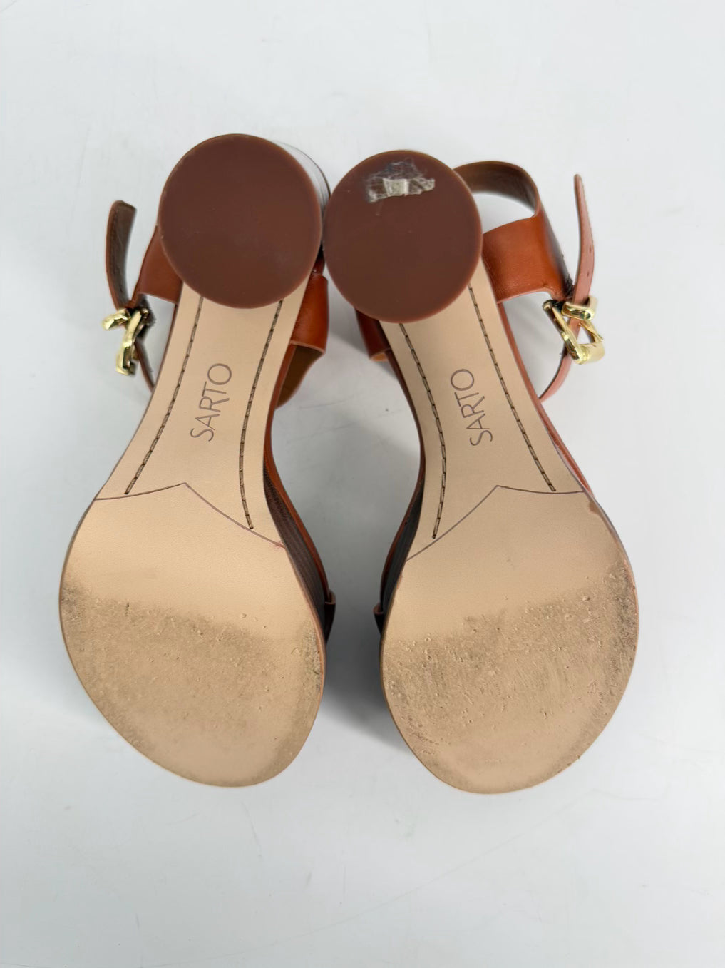 SARTO Size 8.5 Cognac Leather Heels