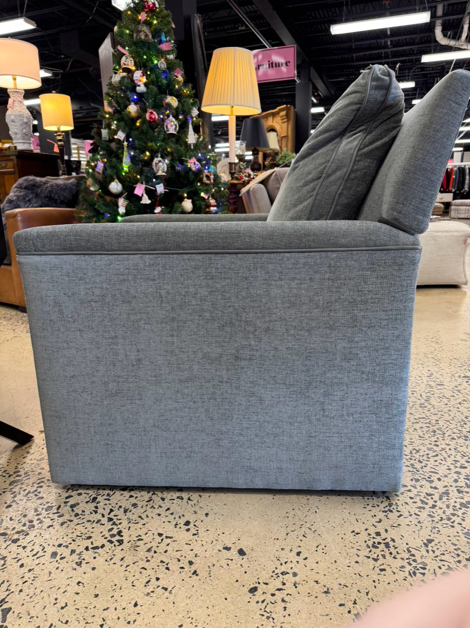 LEE INDUSTRIES Gray Swivel Recliner Chair