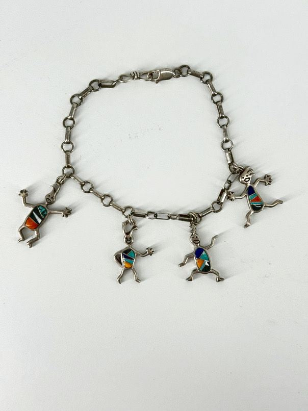 ROCK CRITTERS Sterling Gemstone Details Charm Bracelet