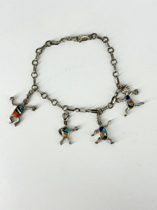 ROCK CRITTERS Sterling Gemstone Details Charm Bracelet