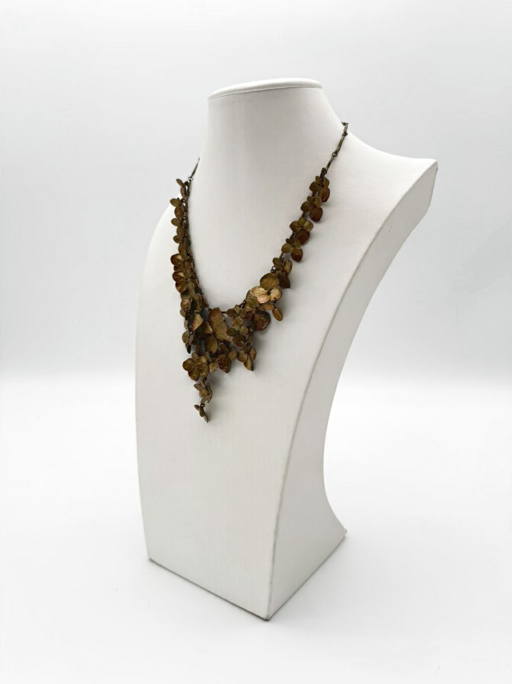 MICHAEL MICHAUD Bronze Full Petal Hydrangea Flower Necklace