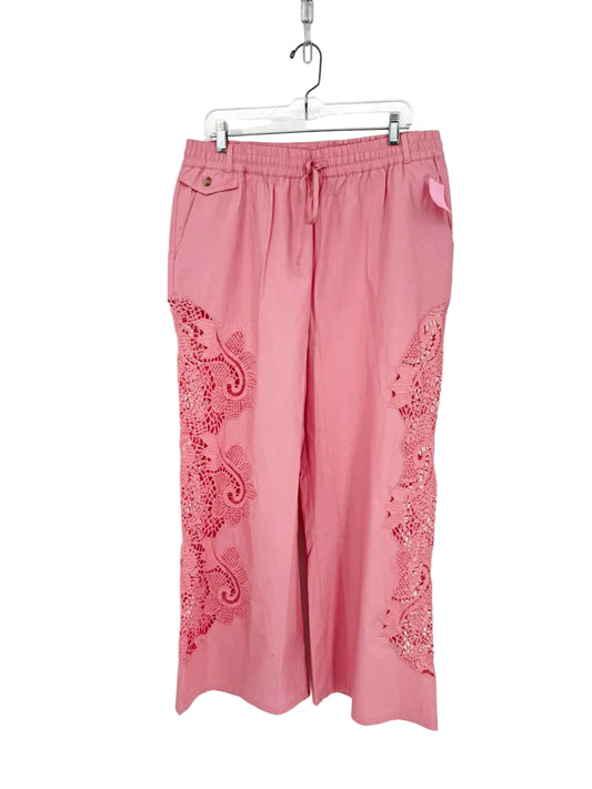 MAEVE Size L Pink Lace Detail Drawstring Pants NWT