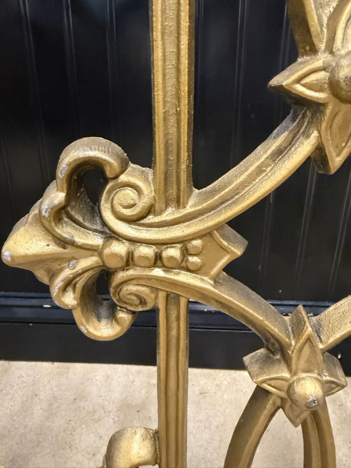 Tri Fold Neo Classical Gold Metal Fireplace Screen