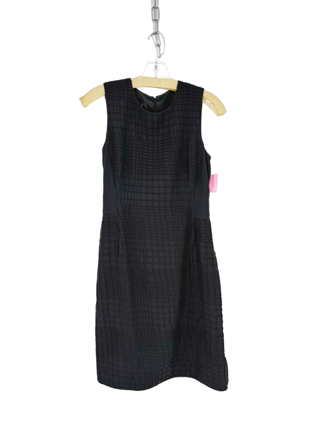 AKRIS Wmn's Size 6 Graphite Silk Grid Print Sleeveless Midi-Dress