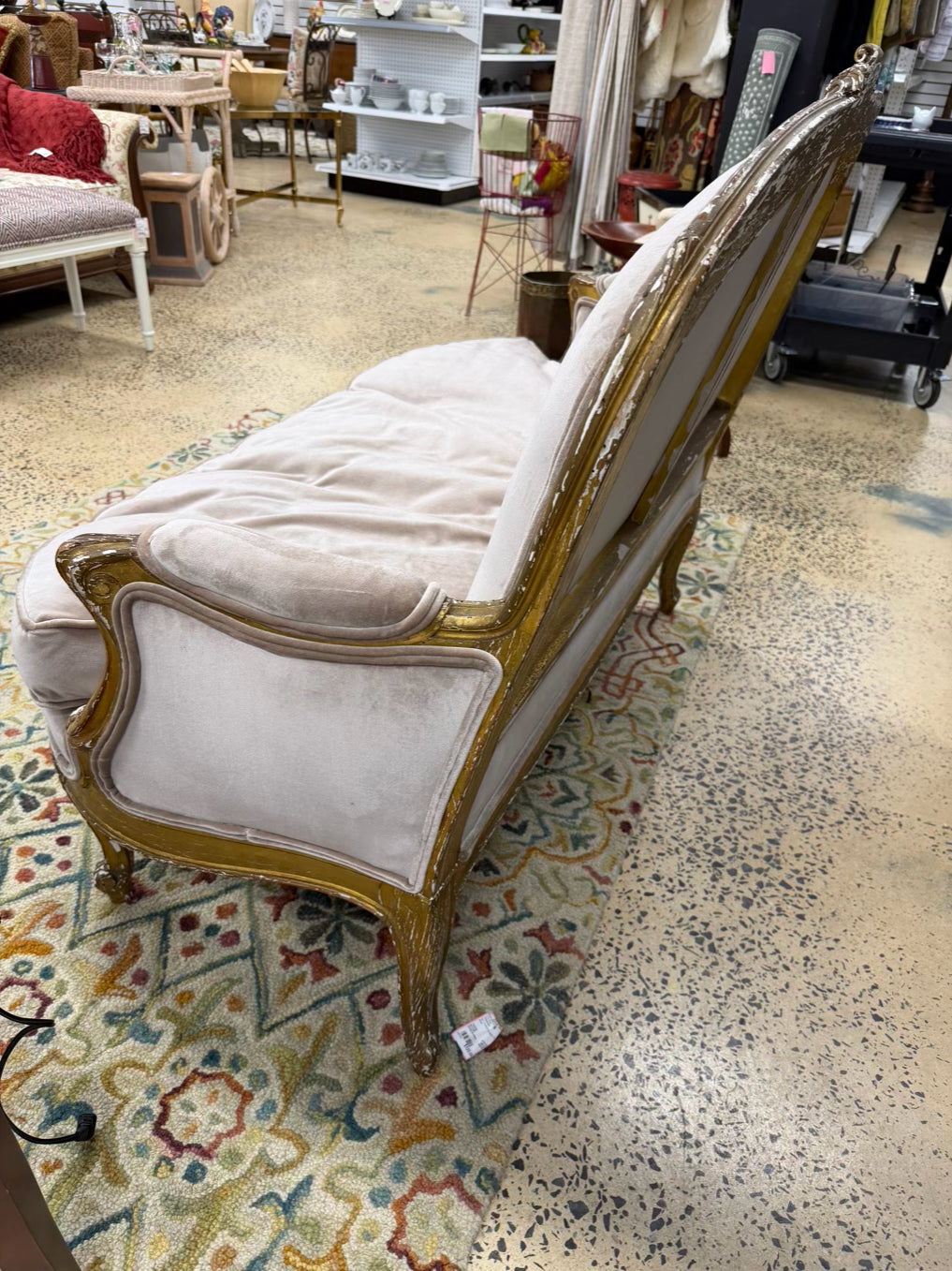 Gold French Louis XV Wood Carved Sofa