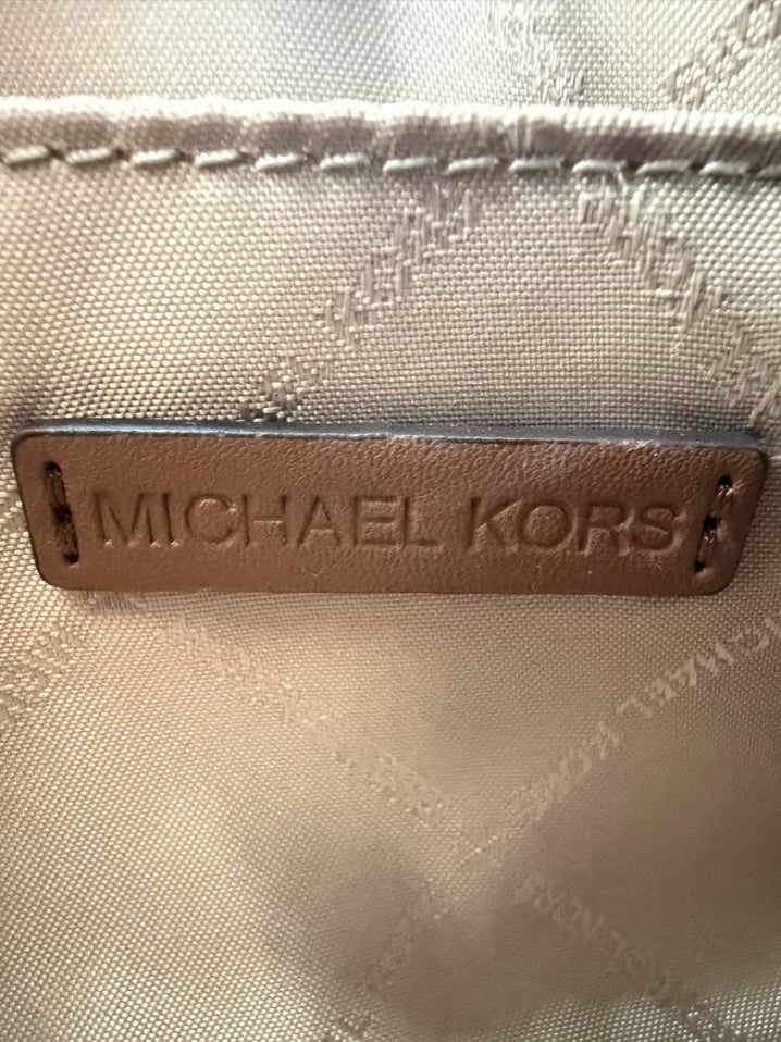 MICHAEL KORS Beige & Brown Mini Monogram Crossbody Bag