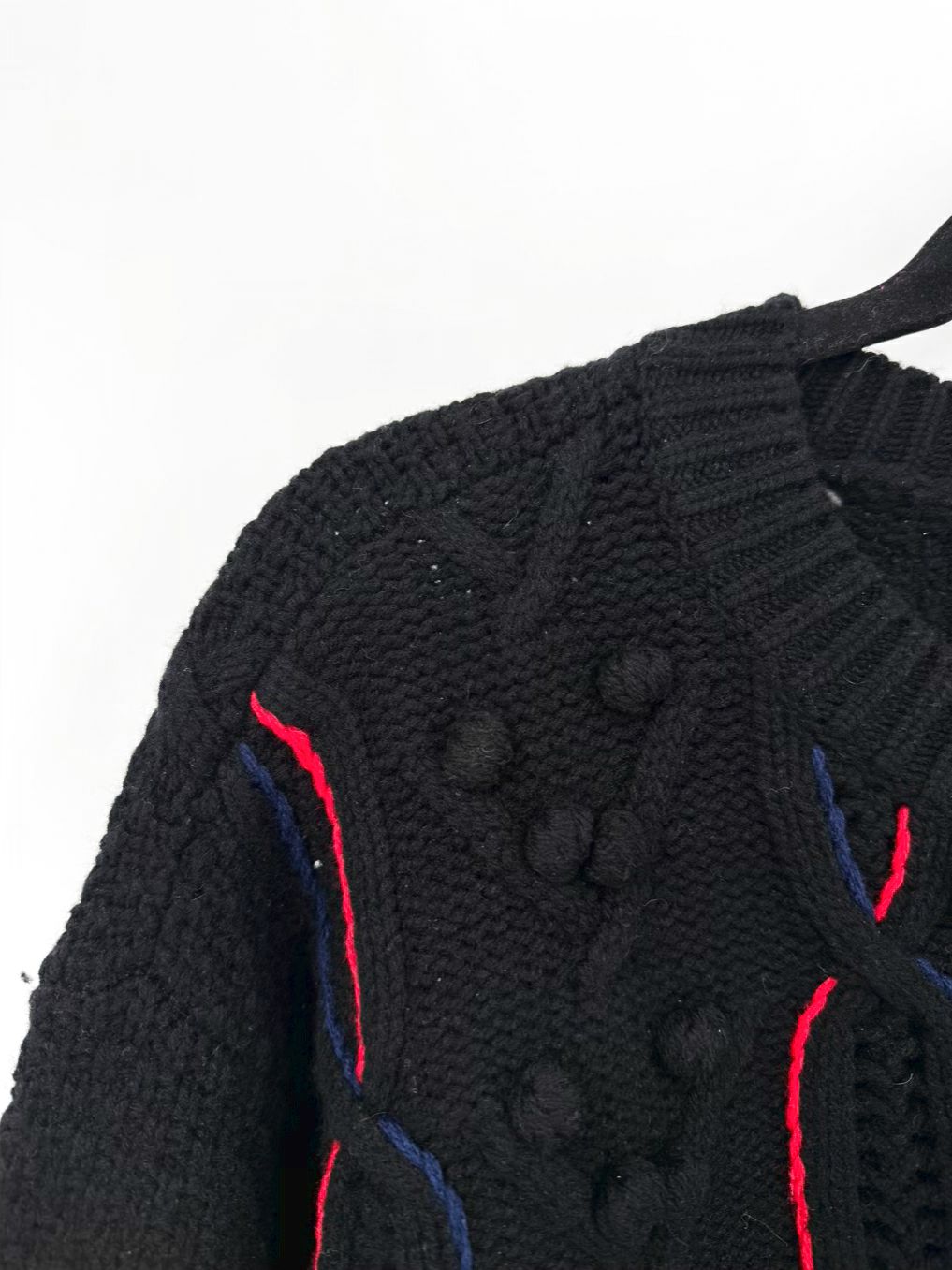 CLARE V. Wmn's Size M Black Wool Pom Pom Sweater