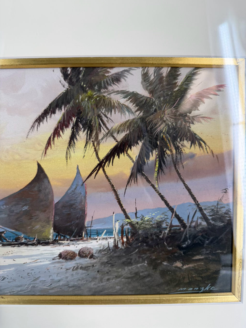 MANZKE Coastal Landscape Painting in Gold Frame