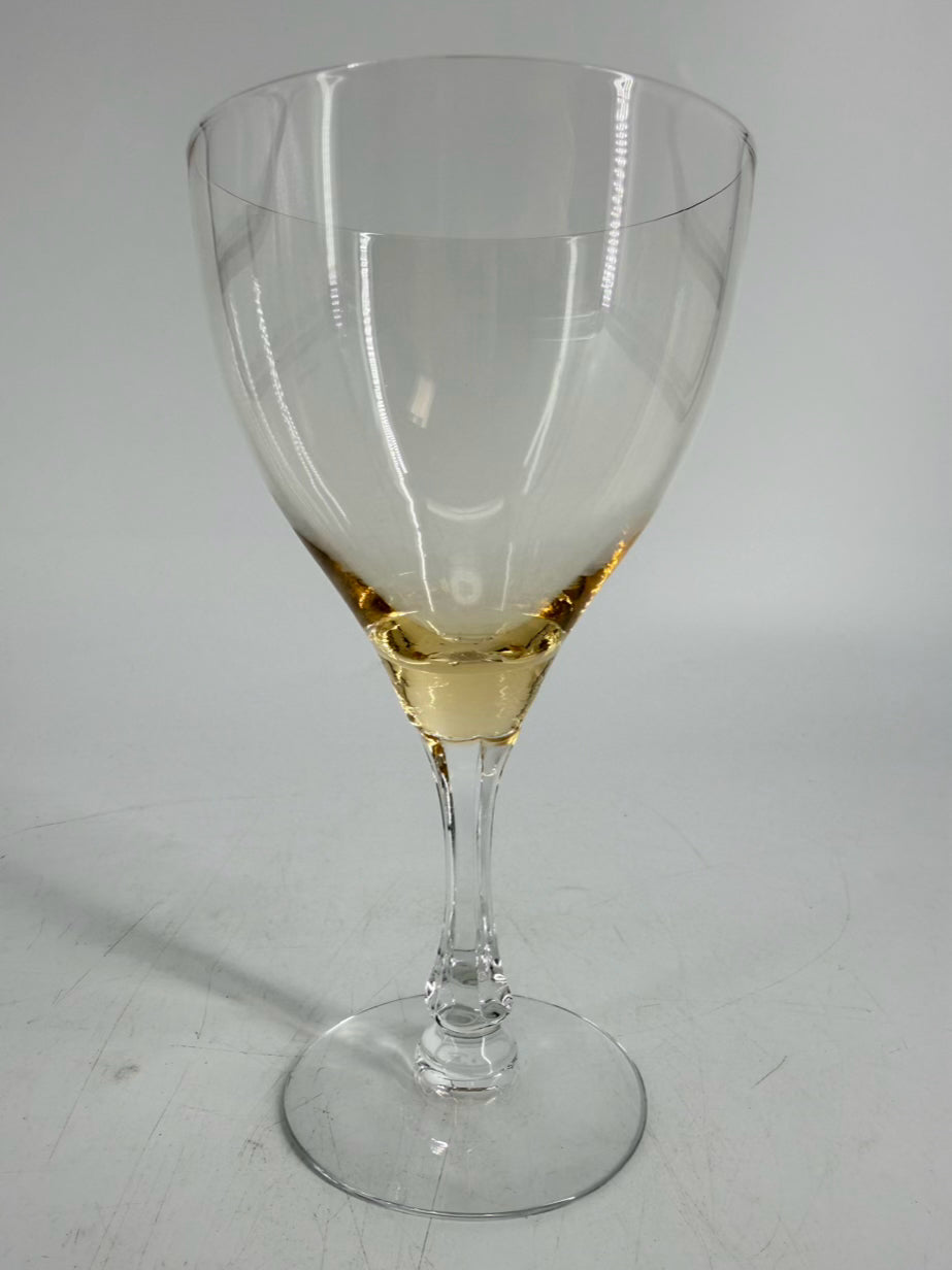 VINTAGE FOSTORIA Crystal Vogue Gold Tint Set of 8 Wine Glasses