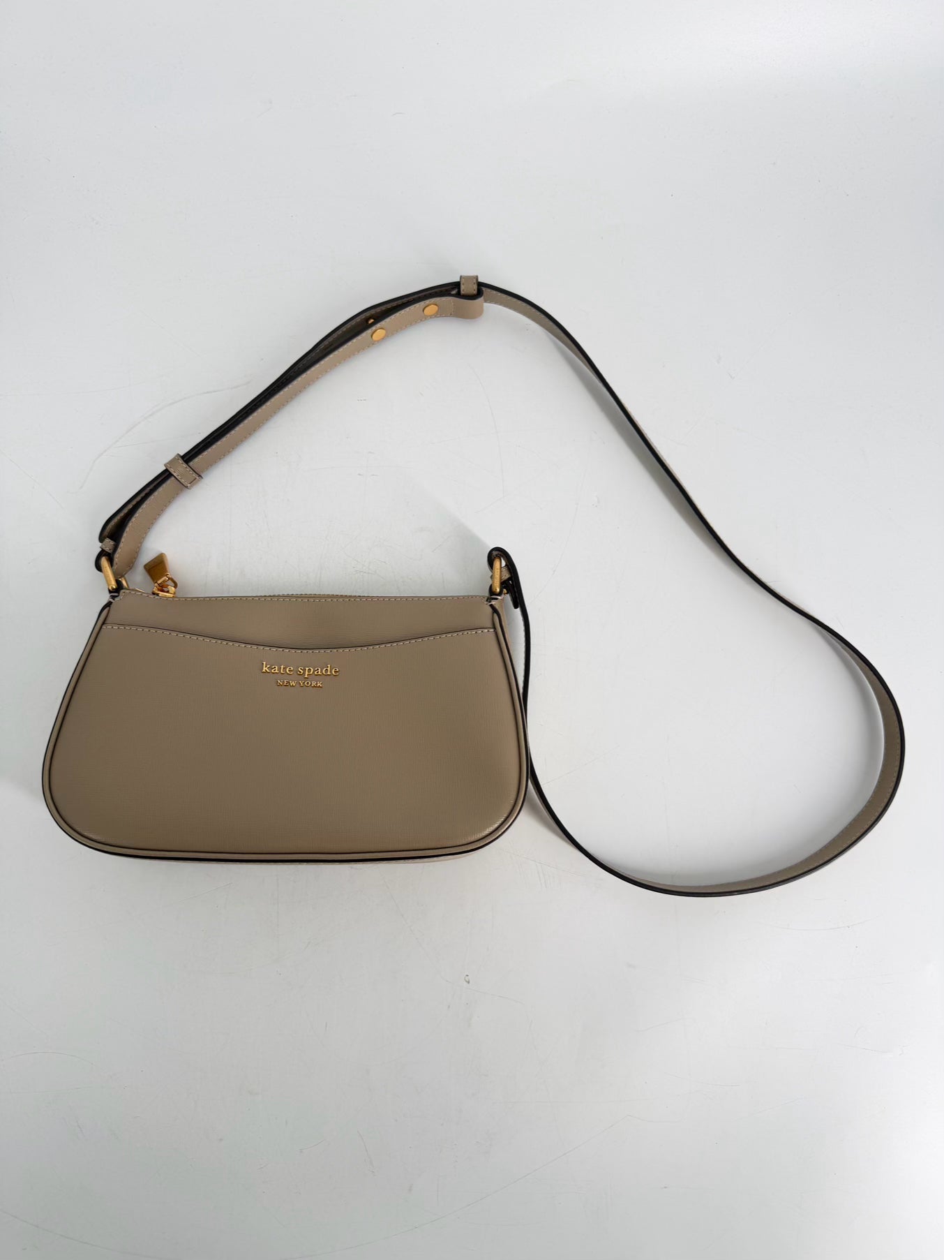 KATE SPADE Oatmeal Leather Crossbody Bag w/ Gold Tone Hardware