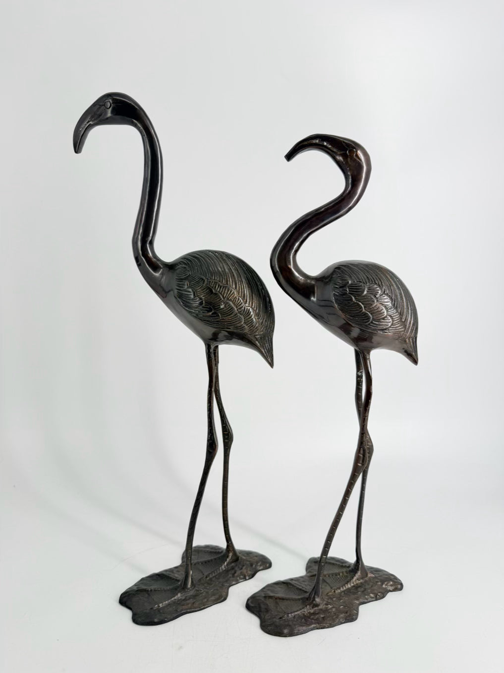 Gray Metal Pair Of Herons Figures
