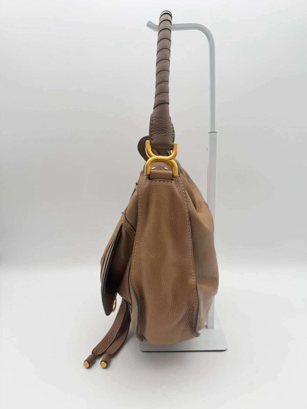 CHLOE Marcie Hobo Taupe Leather Bag