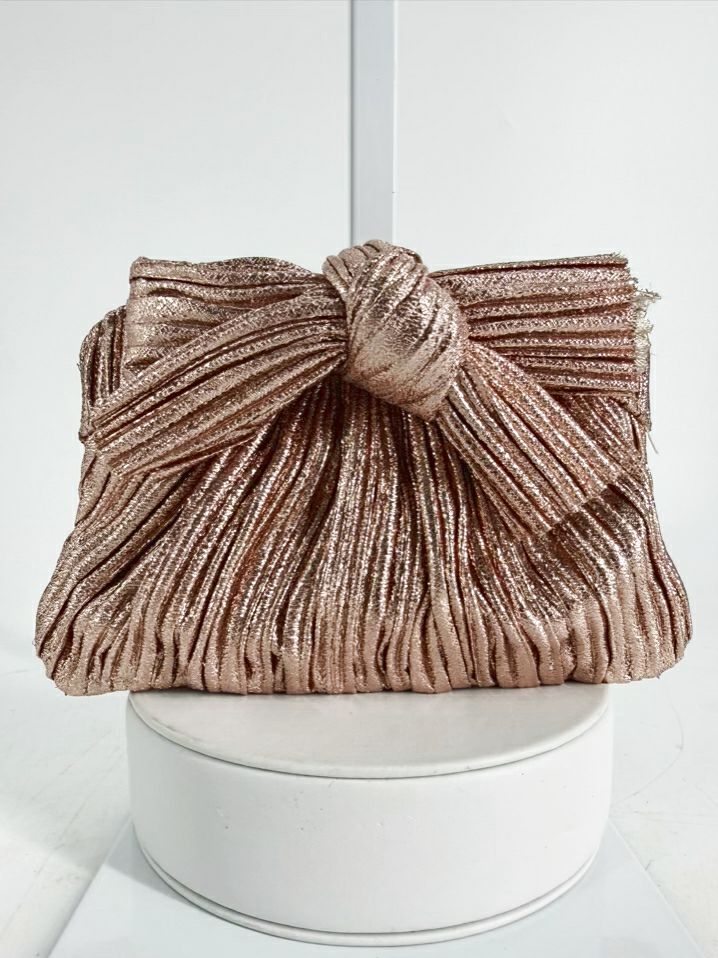 LOEFFLER RANDALL Rose Gold Fabric Crinkle Evening Bag