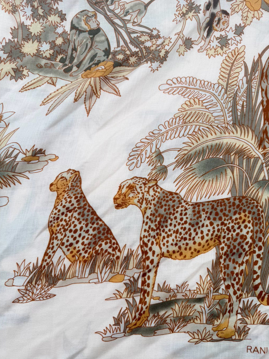 RANI ARABELLA Orange & Cream Cashmere & Silk Large Safari Scarf