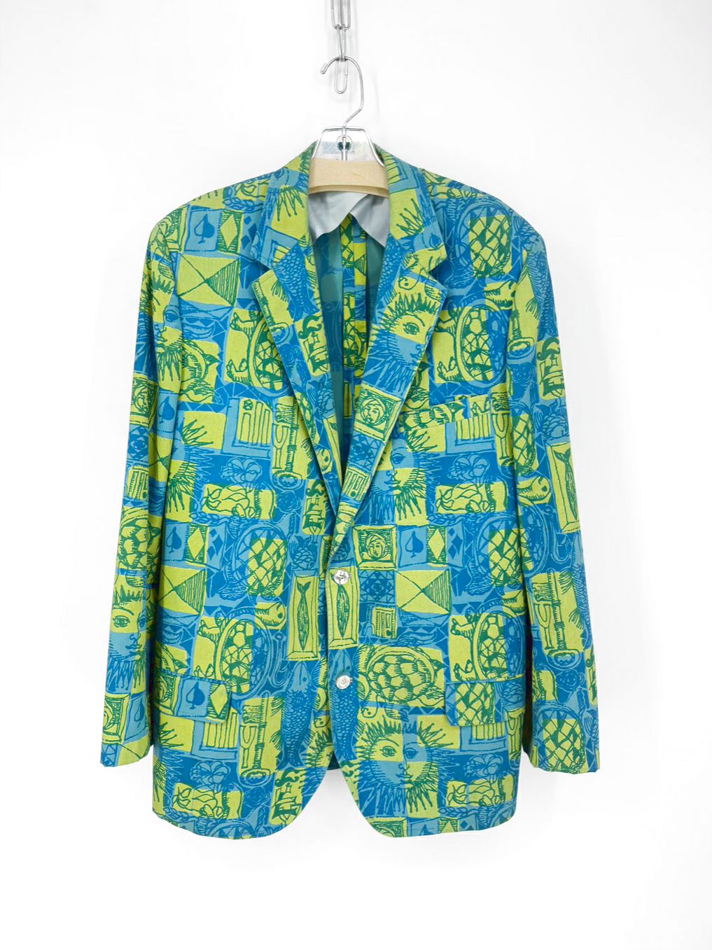 VINTAGE LILLY PULITZER Size 39 Blue & Green Print Sport Coat