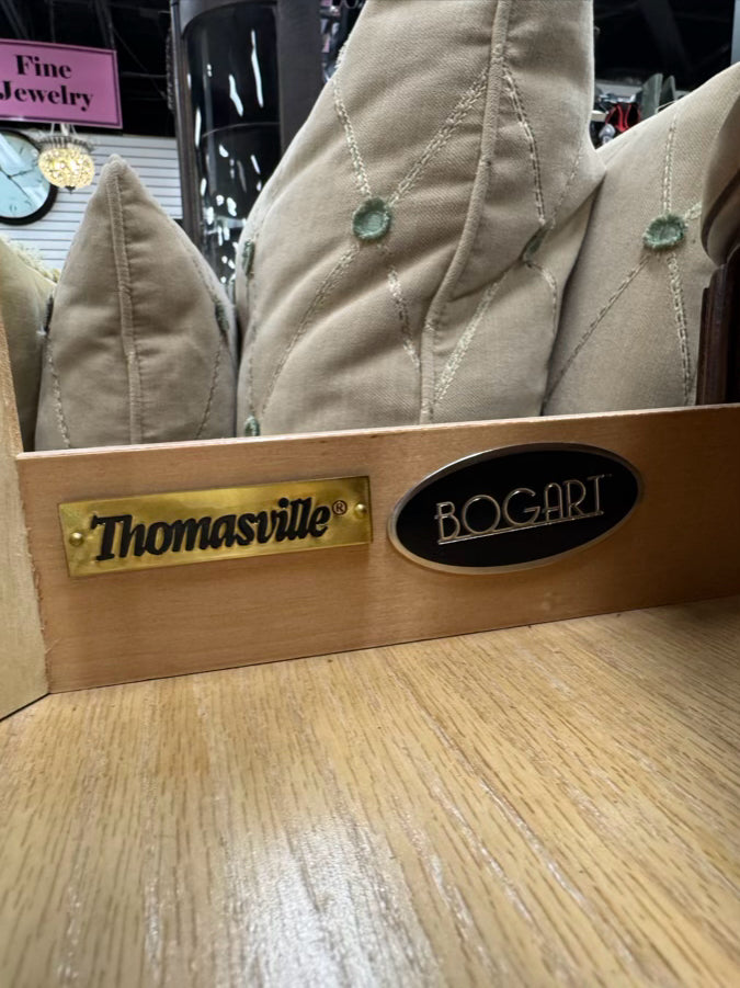 THOMASVILLE Wood Bow Front Credenza w/ Black Stone Top